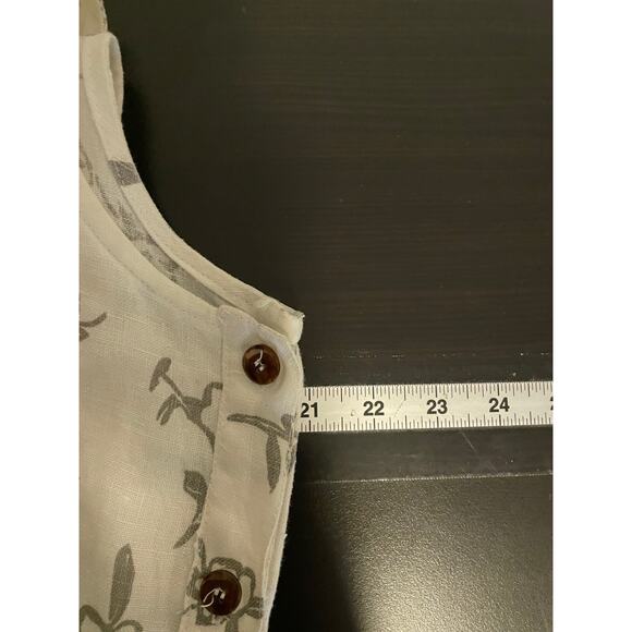 Vintage Laissez Faire Womens Maxi Dress Medium Gray Floral Linen Cottagecore 90s - Picture 4 of 7